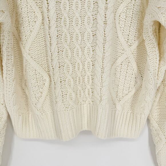 Lucky Brand Cable Knit Zip Henley Mock Neck Sweater Egret Ivory S Fishermancore - Picture 8 of 14